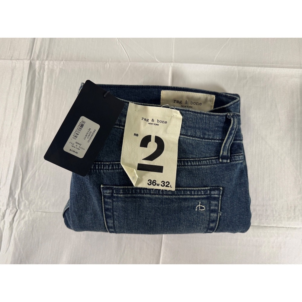 BNWT Rag & Bone NYC Fit 2 Slim Fit Jeans Quincy Wash Blue Denim 36x32